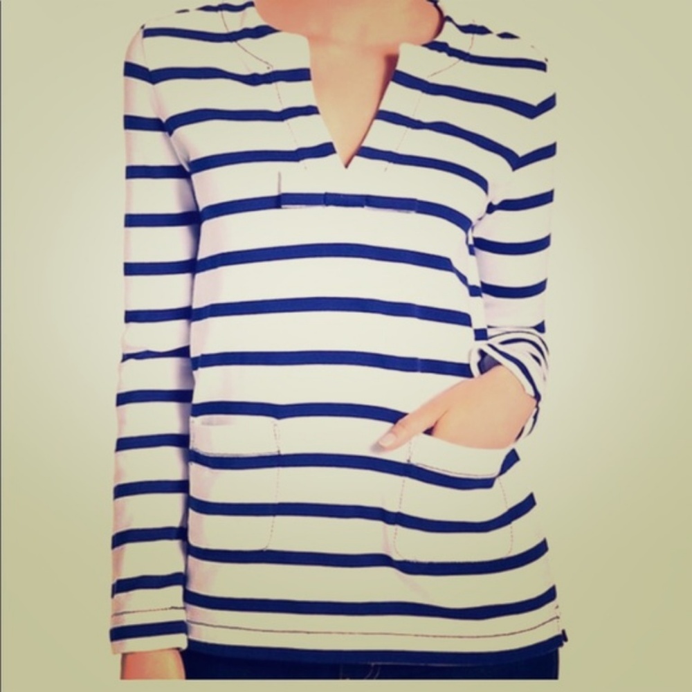 Kate Spade St. Tropez Striped Bow Long Sleeve Top - Picture 2 of 8